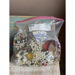 Crafting Bag Of Mixed Costume Jewelry & Beads Not Wearable